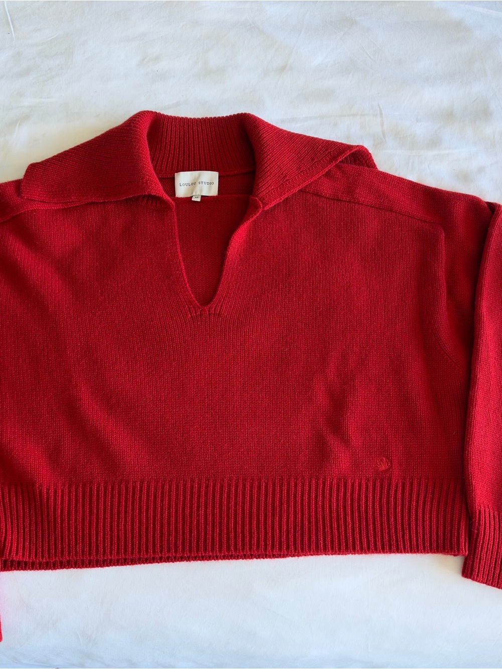 Lou  Lou studio  Red Knit Polo Sweater